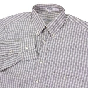 Salvatore Ferragamo Mens 14.5x32 Cream Check‎ Button Front Dress Shirt ITALY